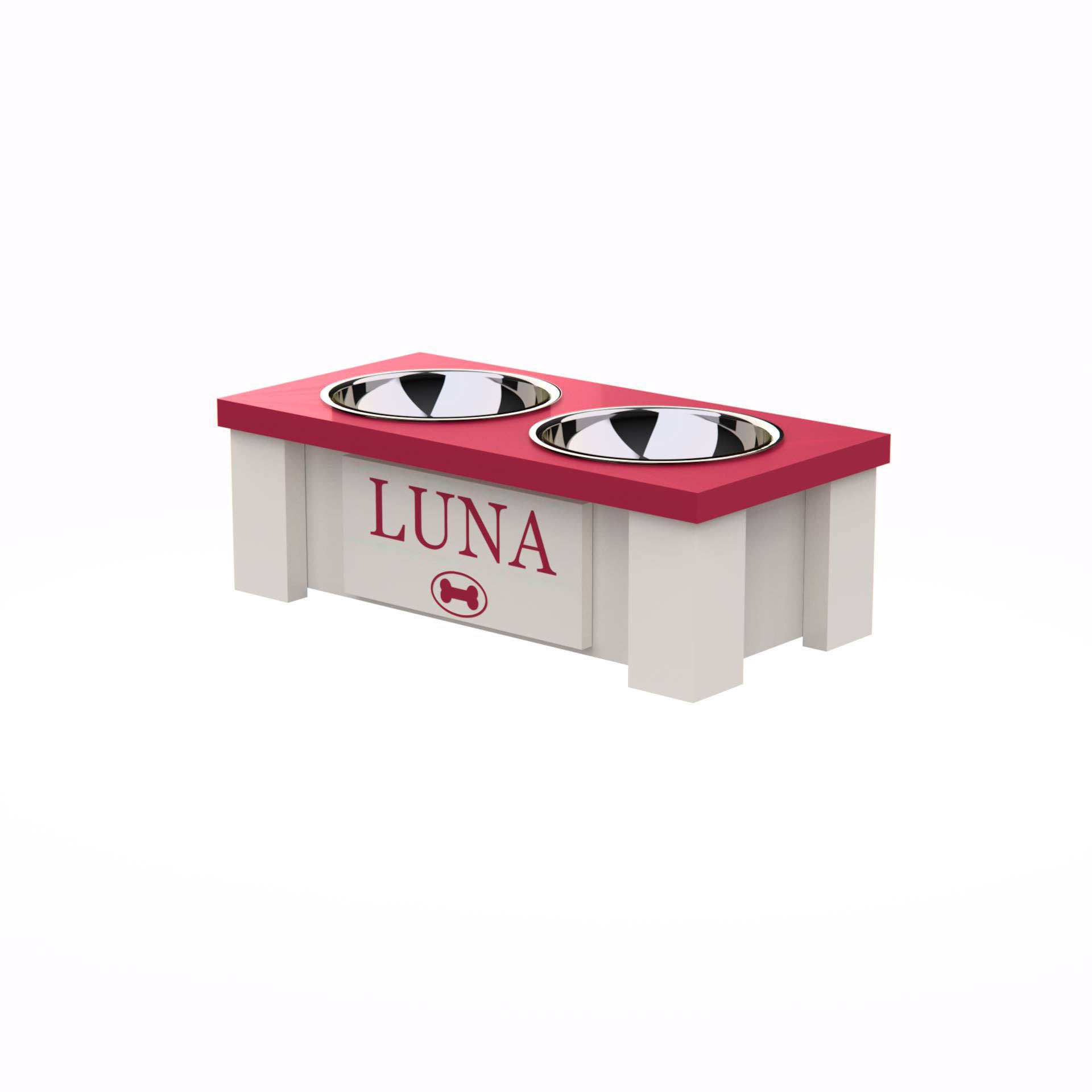 Personalized Elevated Dog Bowl in Magenta
