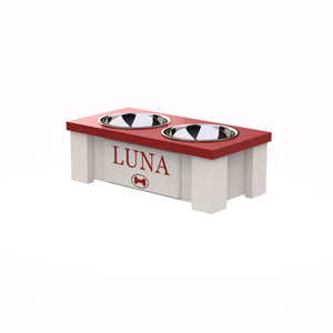 Personalized Elevated Dog Bowl in Morocco Red