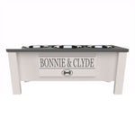 Load image into Gallery viewer, Personalized 3 Bowl Elevated Dog Feeder in Lunar Grey - GrooveThis Woodshop - GT006Grey-L
