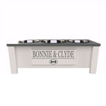 Load image into Gallery viewer, Personalized 3 Bowl Elevated Dog Feeder in Lunar Grey - GrooveThis Woodshop - GT006Grey-M
