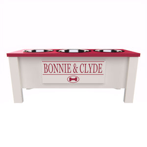 Personalized 3 Bowl Elevated Dog Feeder in Magenta - GrooveThis Woodshop - GT006MAG-L