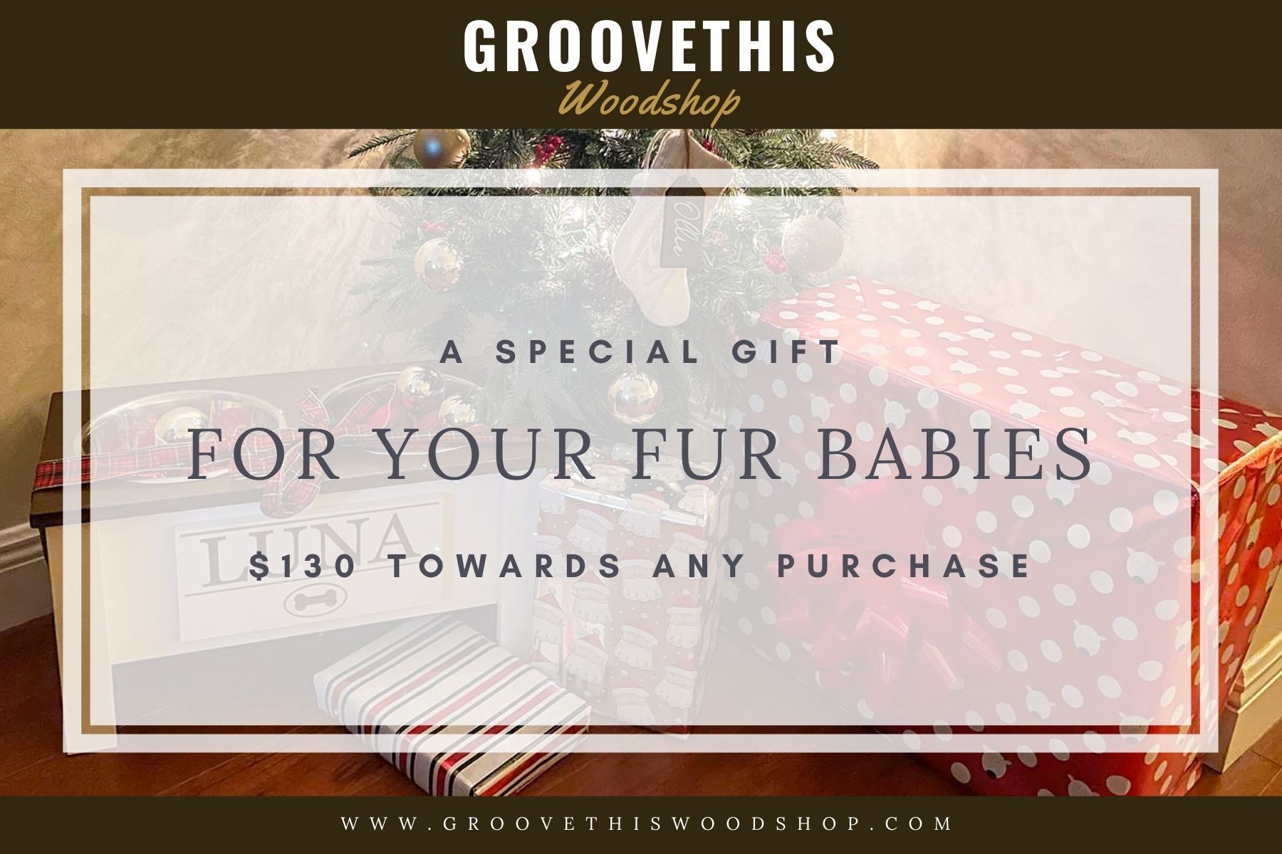 GrooveThis Woodshop - Personalized Elevated Dog Bowl