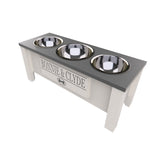 Load image into Gallery viewer, Personalized 3 Bowl Elevated Dog Feeder in Lunar Grey - GrooveThis Woodshop - GT006Grey-L
