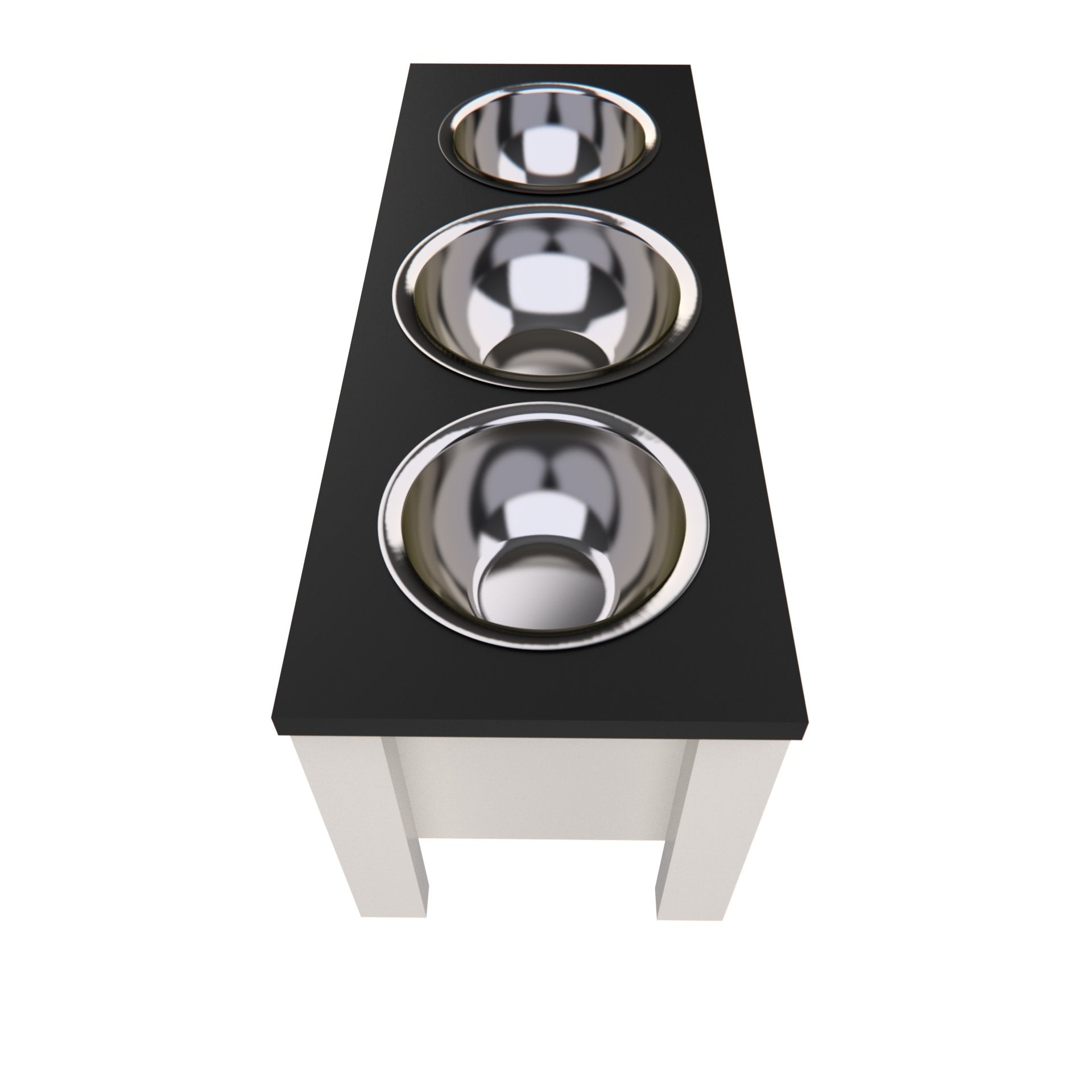 Personalized 3 Bowl Elevated Dog Feeder in Black - GrooveThis Woodshop - GT006BLK-L