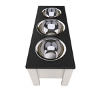 Load image into Gallery viewer, Personalized 3 Bowl Elevated Dog Feeder in Black - GrooveThis Woodshop - GT006BLK-L
