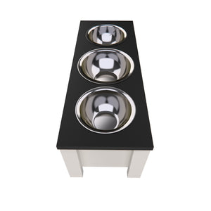 Personalized 3 Bowl Elevated Dog Feeder in Black - GrooveThis Woodshop - GT006BLK-M