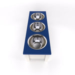 Load image into Gallery viewer, Personalized 3 Bowl Elevated Dog Feeder in Blue - GrooveThis Woodshop - GT006Blue-S
