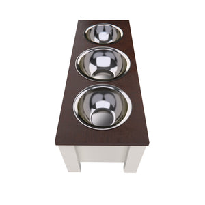 Personalized 3 Bowl Elevated Dog Feeder in Dark Walnut - GrooveThis Woodshop - GT006DW-M