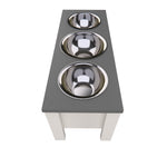 Load image into Gallery viewer, Personalized 3 Bowl Elevated Dog Feeder in Lunar Grey - GrooveThis Woodshop - GT006Grey-L
