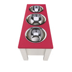 Load image into Gallery viewer, Personalized 3 Bowl Elevated Dog Feeder in Magenta - GrooveThis Woodshop - GT006MAG-L
