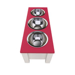 Load image into Gallery viewer, Personalized 3 Bowl Elevated Dog Feeder in Magenta - GrooveThis Woodshop - GT006MAG-M
